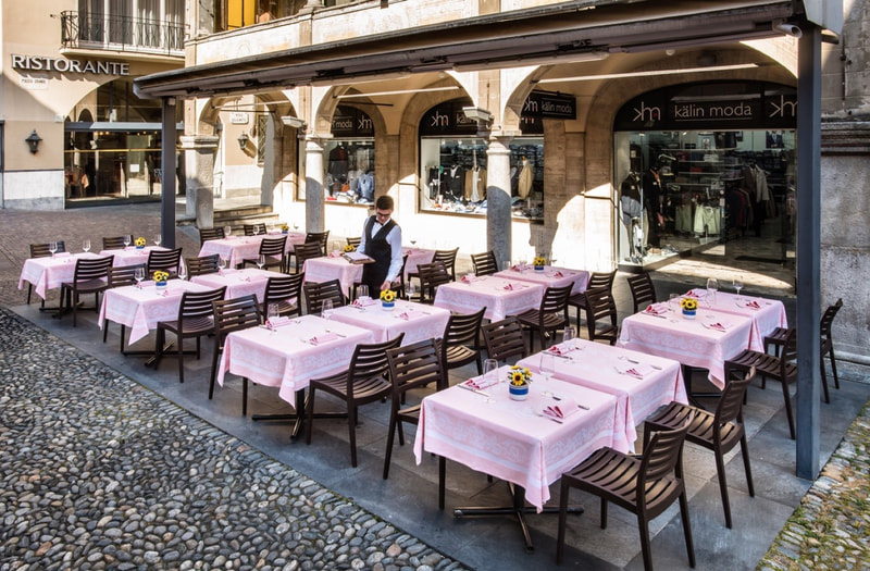 Terrace at the Restaurant-Pizzeria dell'Angelo in Locarno